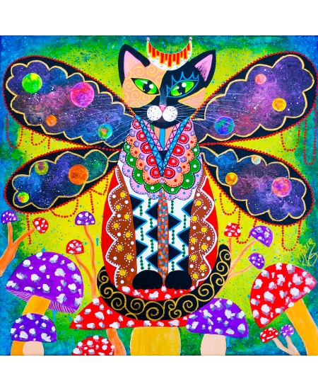 Tablou pictura pisica "Aripile Universului"